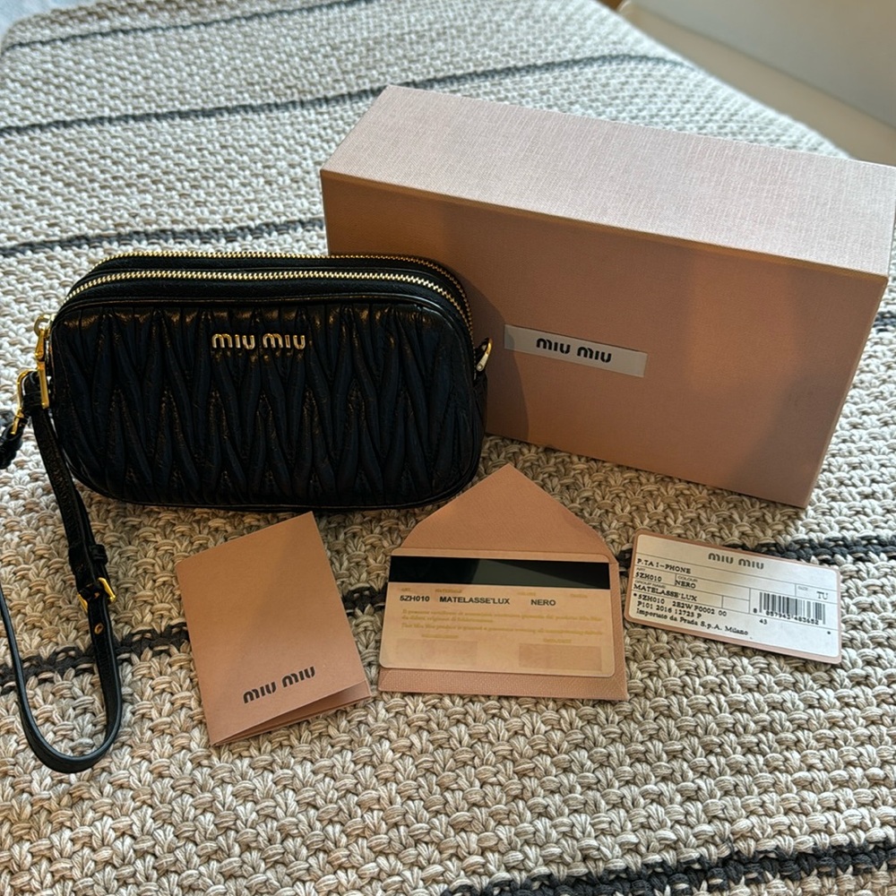 Miu Miu matelasse lux wristlet
